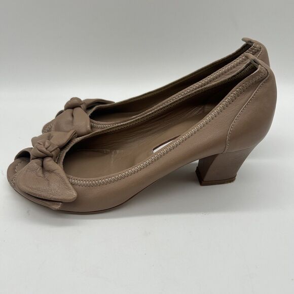 GUGLIELMO ROTTA Leather Beige Heels Shoes US6.5 UK3.5 EU36.5 Made in Italy - Picture 2 of 8